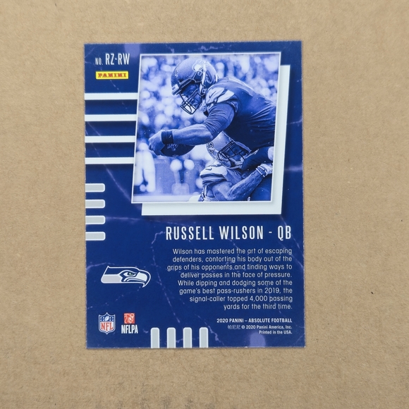 Russell Wilson 2020 Panini Red Zone Absolute Insert NFL Trading Card RZ-RW - Picture 2 of 5